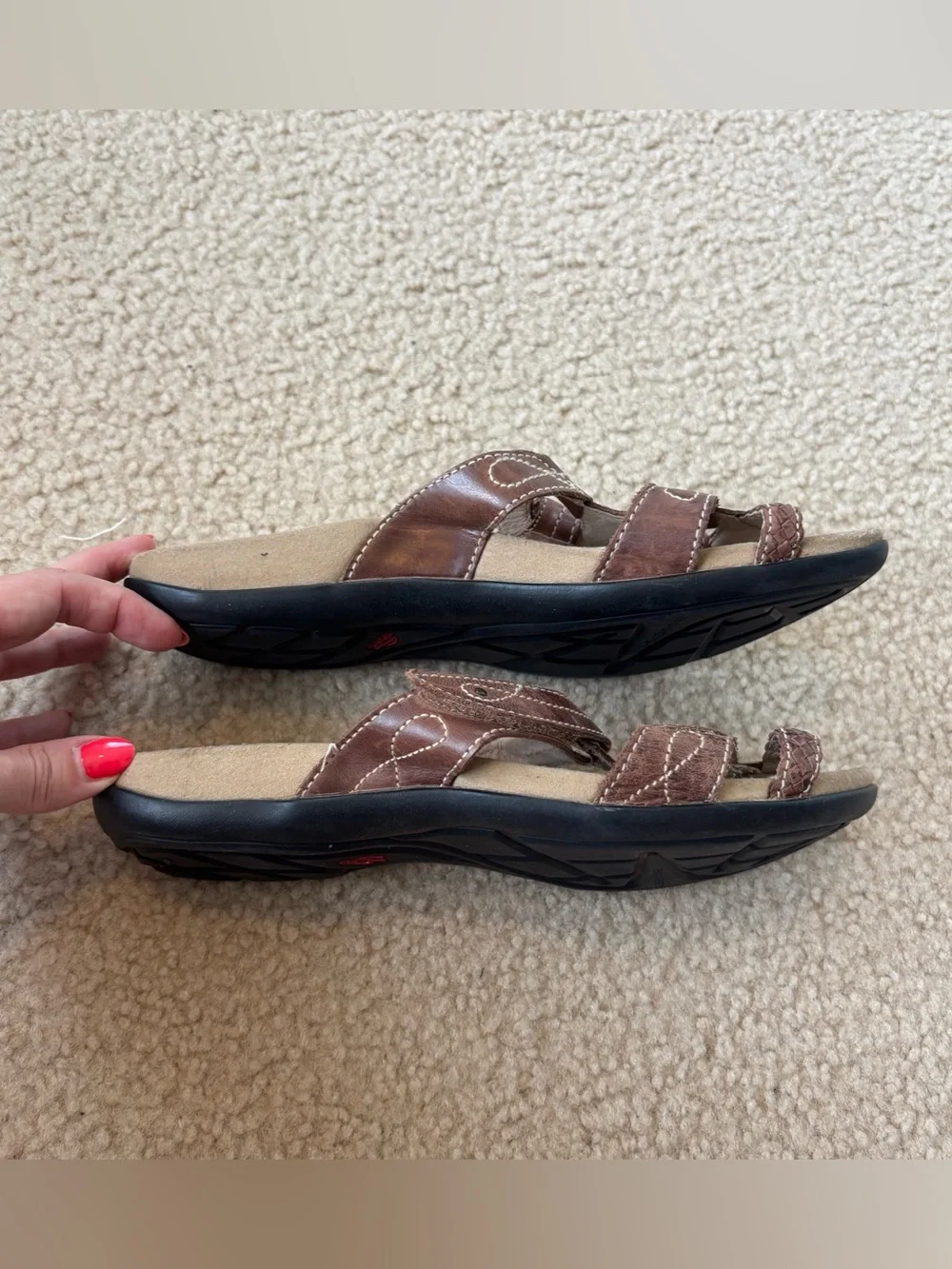 ABEO Women's Baylee Slide Beige-Brown Strappy Comfort Sandals Size 8